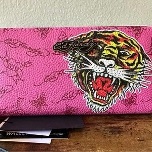 Ed Hardy | Bags | Ed Hardy Womens Pink Wallet Wristlet With Tiger
